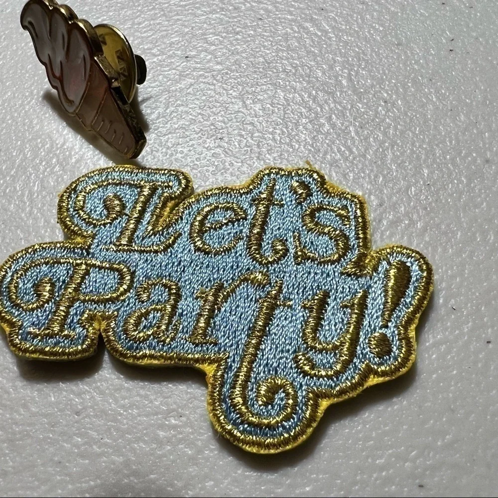 (Lot of 8) Enamel Pins and Patches (4 pins) (4 patches) Party Girl Heart Fun